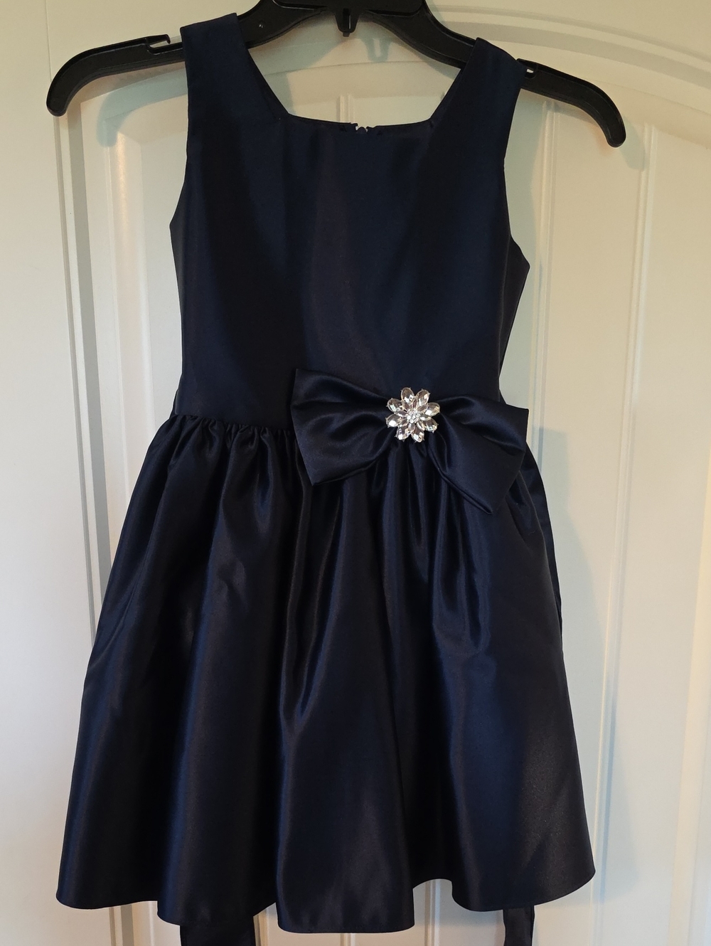 NWT Sweet Kids USA Girls Navy Satin Party Dress with Bow Size 7